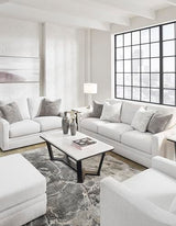 Signature Design by Ashley Maitelynn Contemporary Sofa with Accent Pillows, Reversible Cushions and Sloped Arms, Light Gray Signature Design by Ashley