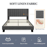Yaheetech Dark Gray Upholstered Full Bed Frame with Wing Design and Wooden Slats Yaheetech