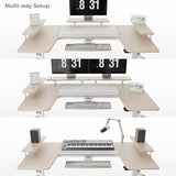 EUREKA ERGONOMIC Gaming Standing Desk with Keyboard Tray,74" U Shaped Studio Desk for Recording&Live,Electric Height Adjustable Desk w LED Convertible Shelves,Maple EUREKA ERGONOMIC