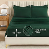 Litanika Queen Comforter Set Dark Emerald Green - 7 Pieces Bed in a Bag Queen Bedding Comforter Sets, Solid Lightweight Bed Set with Comforter, Sheets, Pillowcases & Shams Litanika