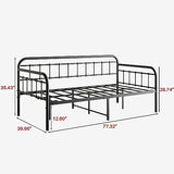 Crocofair Metal Daybed Frame Heavy Duty Slats Sofa Bed Platform Mattress Foundation Twin Daybed No Box Spring Needed(Black Twin) Crocofair