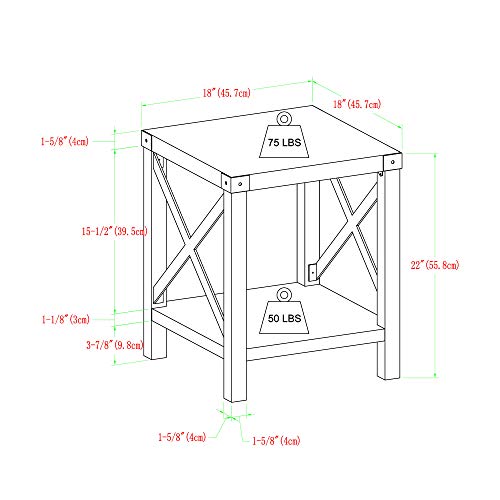 Walker Edison Sedalia Modern Farmhouse Metal X Side Table, 18 Inch, White Oak - WoodArtSupply