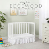 Dream On Me Edgewood 4-In-1 Convertible Mini Crib In White, JPMA Certified, Non-Toxic Finish, New Zealand Pinewood, With 3 Mattress Height Settings, Included 1" Mattress Pad Dream On Me