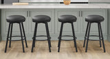 BOSHIRO Black Bar Stools Set of 2 - Rustic Wood & Metal Swivel Barstools with Curved Backrest, 360° Rotation, Adjustable Height Dining Chair for Living Room, Kitchen, Bar BOSHIRO