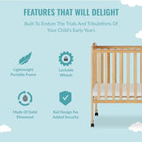 Dream On Me 2-In-1 Lightweight Folding Portable Stationary Side Crib In Natural, Greenguard Gold Certified, Baby Crib To Playpen, Folds Flat For Dream On Me