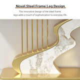 Half Moon Contemporary Console Table Slate Tabletop Black/Gold Luxury EntrywaySofa Table Long Narrow with Two Storage Drawers Creative Carbon Steel Base Decorative(Gold A,140cm/55.1IN) YITAYMLI