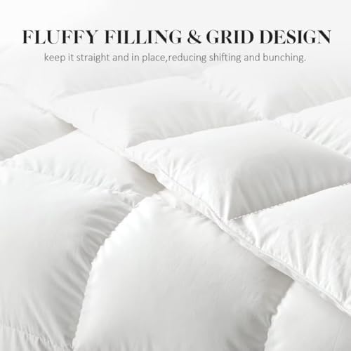 WhatsBedding Feather Down Fiber White Comforter,All Season Luxury Bed Comforter,Ultra Soft 100% Cotton Duvet Insert, Twin Size 68"x90" WhatsBedding