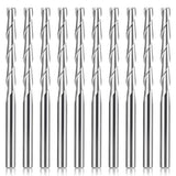 HQMaster CNC Router Bits 1/8" Shank CNC Bit End Mill Flat Nose Carbide Endmill Two Flute Spiral Upcut Milling Cutter Tool Set for Wood PVC MDF Hardwood 10Pcs (3.175mm, Total Length: 50mm) HQMaster