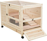 TRIXIE Natura X-Small Indoor Rabbit Hutch, Pet House for Rabbits and Guinea Pigs, Bunny Cage on Wheels, Pull Out Tray TRIXIE