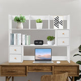 Desk Hutch, Desktop Hutch with 8 Shelves & 4 Drawers, Vanity Desk with Hutch Top Only, Extendable Small Desk Shelf for Top of Desk, Desktop Bookcase Bookshelf for Home Office Generic