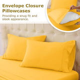 Homilay Queen Size Bed Sheet Set - 4 Piece Soft Microfiber Sheets with Deep Pockets, Cooling Technology, and Wrinkle-Free Pillowcase. Hotel-Quality, Durable Bedding, Spectra Yellow Homilay