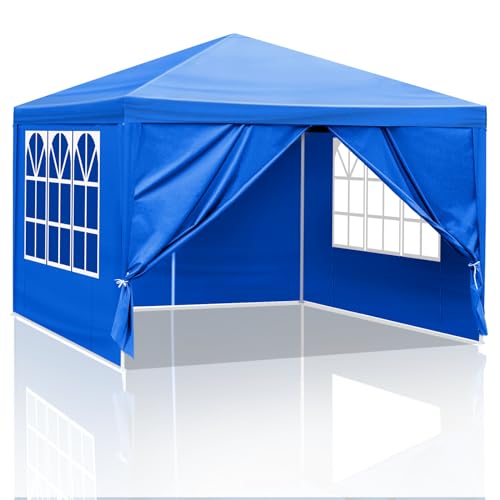 10x10ft Outdoor Wedding Party Canopy Tent,Heavy Duty Waterproof Patio Gazebo Tent,Outside Gazebo Event Shelter Tent,with 4 Removable Sidewalls,for Garden/Patio/Backyard (Blue) Hikarinowa