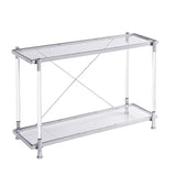 WAQINBR Silver Narrow Console Table Sofa Table for Living Room, Entryway Table with Storage, Acrylic Sofa Table Narrow Long with Tempered Glass Top, 43.3" W Rectangular Glass Table… WAQINBR
