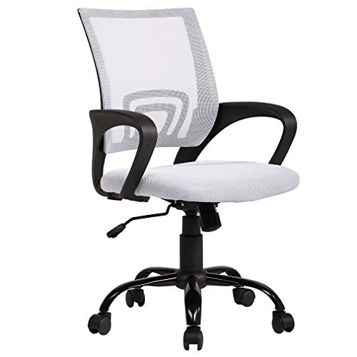 BestOffice Ergonomic Office Chair Mesh Cheap Desk Chair Task Computer Chair Lumbar Support Modern Executive Adjustable Rolling Swivel Chair for Back Pain, White BestOffice
