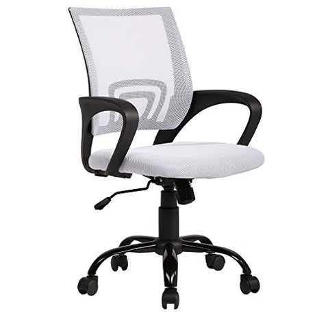 BestOffice Ergonomic Office Chair Mesh Cheap Desk Chair Task Computer Chair Lumbar Support Modern Executive Adjustable Rolling Swivel Chair for Back Pain, White BestOffice