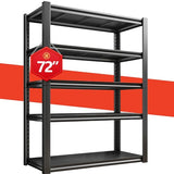 Raybee 72" Garage Shelving, Garage Storage Shelves Heavy Duty Shelving Loads 2000LBS, 5-Tier Shelving Units and Storage, Adjustable Metal Garage Raybee