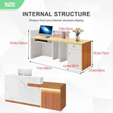 ZGTYYSDZ Office Reception Desk & Reception Desk with Counter - Modern L-Shaped Checkout Counter for Hotel, Clothing Store, Checkout & Bar (D,Right 71in) ZGTYYSDZ