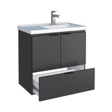 COZIMAX Vanity Soul 24" Floating Bathroom Vanity and Cultured Marble Sink with Soft Close Door (Black) COZIMAX