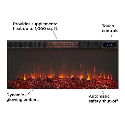Real Flame Bernice 67" Landscape Electric Fireplace with Mantel for Living Room or Bedroom, Replaceable Fireplace Insert Heater, Realistic Log and Flame Effect, Remote Control (White) Real Flame