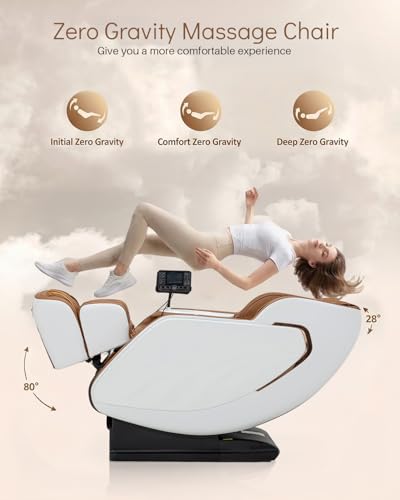 Msutree 3D Massage Chair Full Body, Zero Gravity SL-Track Shiatsu Massage Recliner Chair with Heat, AI Voice Control, Foot Rollers, Airbags, Auto Modes, Smart Screen Controller, White Msutree