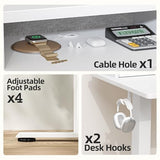 TIQLAB Standing Desk with Two Drawers, Stand Up Standing Desk Adjustable Height, Electric Sit Stand Table with Storage Shelf and Splice Board, 55 * 24 inch, White TIQLAB