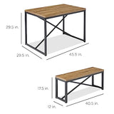 Best Choice Products 45.5in 3-Piece Bench Style Dining Furniture Set, 4-Person Space-Saving Dinette for Kitchen, Dining Room w/ 2 Benches, Table - Light Brown/Black Best Choice Products
