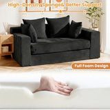 55" Small Boneless Couch, 3-in-1 Boneless Loveseat Sleeper Sofa Bed Convertible Sofa Bed with 4 Pillows, Black Corduroy Boneless Couch for Living Room, Guest Room, Small Space, No Assembly Required Winzoo