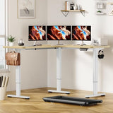 Flycity Electric L Shaped Standing Desk Adjustable Height, 63" x 55" Corner Stand Up Table, Home Office Desk, Dual Motor Sit Stand Desk, Computer Desk with 3 Memory Preset & Lock, Maple Flycity