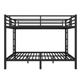 Bellemave Metal Bunk Bed Queen Over Queen with Ladder ＆ Full-Length Guardrails, Heavy Duty Bunk Bed Frame with Sturdy Slats, Queen Over Queen Bunk Beds, Noise Free, No Box Spring Needed, Black Bellemave