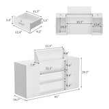 AIEGLE 61" Reception Desk with LED Lights & Lockable Drawers, Check Out Counter w/Cabinet & Display Shelves, Modern White Front Reception Desk w/Keyboard Tray for Lobbies, Salons, Retail AIEGLE