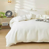 DCSKY Cotton Duvet Cover Queen,100% Cotton Waffle Weave White Duvet Covers Queen Size,Luxury Textured & Breathable 3pcs with 2 Pillow Shams for All Season 90x90 Inches DCSKY