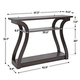 SUPER DEAL Narrow Console Table, 3 Tier Entryway Table, Wood Sofa Table Decorative Hallway Table with Shelves, Curved Frame for Living Room Front Door Entrance, 47 in Espresso SUPER DEAL