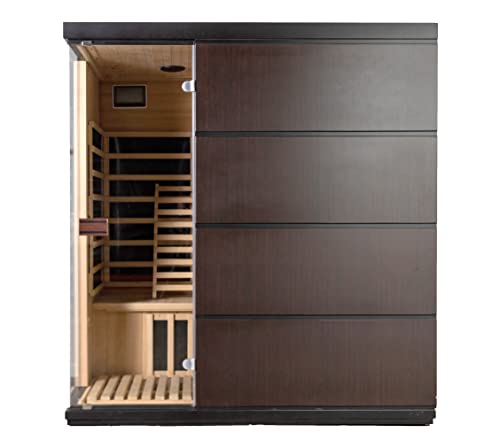 Blue Wave BSA7008 Sirona 3-Person Hemlock Infrared 8 Carbon Heaters Infared Sauna, Espresso Blue Wave