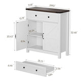 Semiocthome Vintage Farmhouse Multi-Functional Storage Cabinet with Adjustable Shelf in White Semiocthome