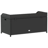 vidaXL Outdoor Storage Bench - Black Poly Rattan & Acacia Wood with Water- Storage Bag, 39.4"x19.7"x20.5" vidaXL