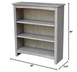 IC International Concepts, Shaker Solid Wood Bookcase, 2 Adjustable Shelves, Solid Real Wood, Sturdy Parawood, Spacious Dimensions 36"H x 28.85"W x 9.84"D, 40 LBS/ Shelf Capacity, Washed Gray Taupe IC INTERNATIONAL CONCEPTS