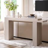 OKD 63 Inch Modern Entryway Console Table, Solid Geometry Accent Sofa Table Behind The Couch, Narrow Console Table for Entryway, Hallway, Living Room, Foyer, White Alder OKD