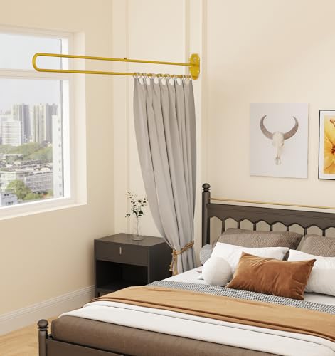 Suuiwau U-Shape Privacy Partition Curtains, Wall-Mounted Room Divider with Metal Support, 6.56ft Medical Curtain for Bedroom, Beauty Salon, Fitting Room, DIY Setup Suuiwau