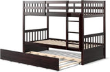 HOMGX Twin Over Twin Bunk Bed with Trundle, Wooden Removable Shelf Bunk Bed w/Ladder & Full Length Guardrail, Space-Saving Convertible Bunk Beds for Homes & Dorms (Espresso) WoodArtSupply