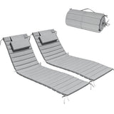 Minventiss Chaise Lounge Cushion Outdoor Set of 2，Patio Foldable Chaise Lounger Cushion，Foldable Waterproof Pool Lounge Chair Cushions with Straps, Lounger Cushions for Outdoor Furniture，71''Lx21''W