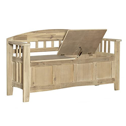 Linon Natural Washed Storage Frankie Bench, Seat Height of 18" - WoodArtSupply