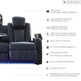 Signature Design by Ashley Fyne-Dyme Contemporary Power Reclining Sofa with USB Charging Ports and Adjustable Headrest, Blue Signature Design by Ashley