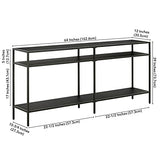 Henn&Hart 64" Wide Rectangular Console Table with Metal Shelves in Blackened Bronze, Entryway Table, Accent Table for Living Room, Hallway Henn&Hart