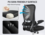 TRALT Ergonomic Office Chair - Desk Chair with Wave High Back Adjustable Lumbar Support Computer Chair - Gaming Chairs Mesh Backrest and PU Leather Seat for Home Reading Chairs to Adults(Black) TRALT