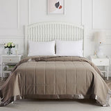 COMFLIVE Down Alternative Blanket with Satin Trim, Twin Size Lightweight Blanket for Bed- Spring Summer Comfort Soft - Moisture Absorption and Removal Treatment 68”x90” (Mocha, Twin) COMFLIVE