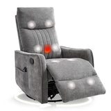 cinkehome Heated Massage Swivel Rocker Recliner Chair for Nursery - Small Space Reclining Chair with Lumbar Support, 360° Swivel & Gentle Rocking, Ergonomic High Back Chenille Fabric Gray