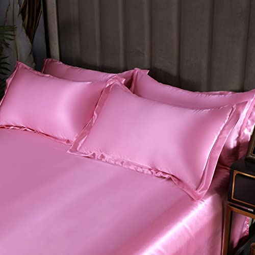 Feelyou Silk Like Satin Bedding Set Twin Luxury Girls Pink Silky Duvet Cover Set Soft Comforter Cover Women Bedroom Decor Chic Luxurious Silky Bedspread Cover Zipper (1 Duvet Cover + 1 Pillow Case) Feelyou