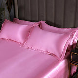 Feelyou Silk Like Satin Bedding Set Twin Luxury Girls Pink Silky Duvet Cover Set Soft Comforter Cover Women Bedroom Decor Chic Luxurious Silky Bedspread Cover Zipper (1 Duvet Cover + 1 Pillow Case) Feelyou