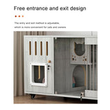 Double-Layer Cat Cabinet, Cat Cage, All Solid Wood Cat Villa, Ventilation on Both Sides, Large Platform, Easy to Maintain(Black,140x60x114cm) FLQYJJDP