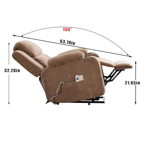 Eafurn Power Lift Recliner Chair for Elderly with Massage and Heat, Heavy Duty Electric Living Room Reclining Chair with 8-Point Vibration & Lumbar Heating, Dual USB Ports, 2 Cup Holders Eafurn